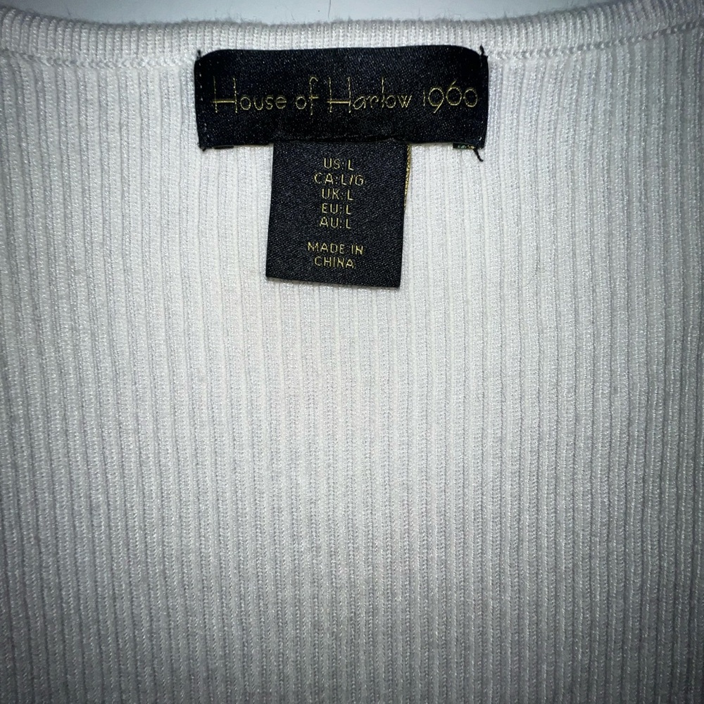 House of Harlow 1960 White Ribbed Bodysuit Large - Picture 2 of 5